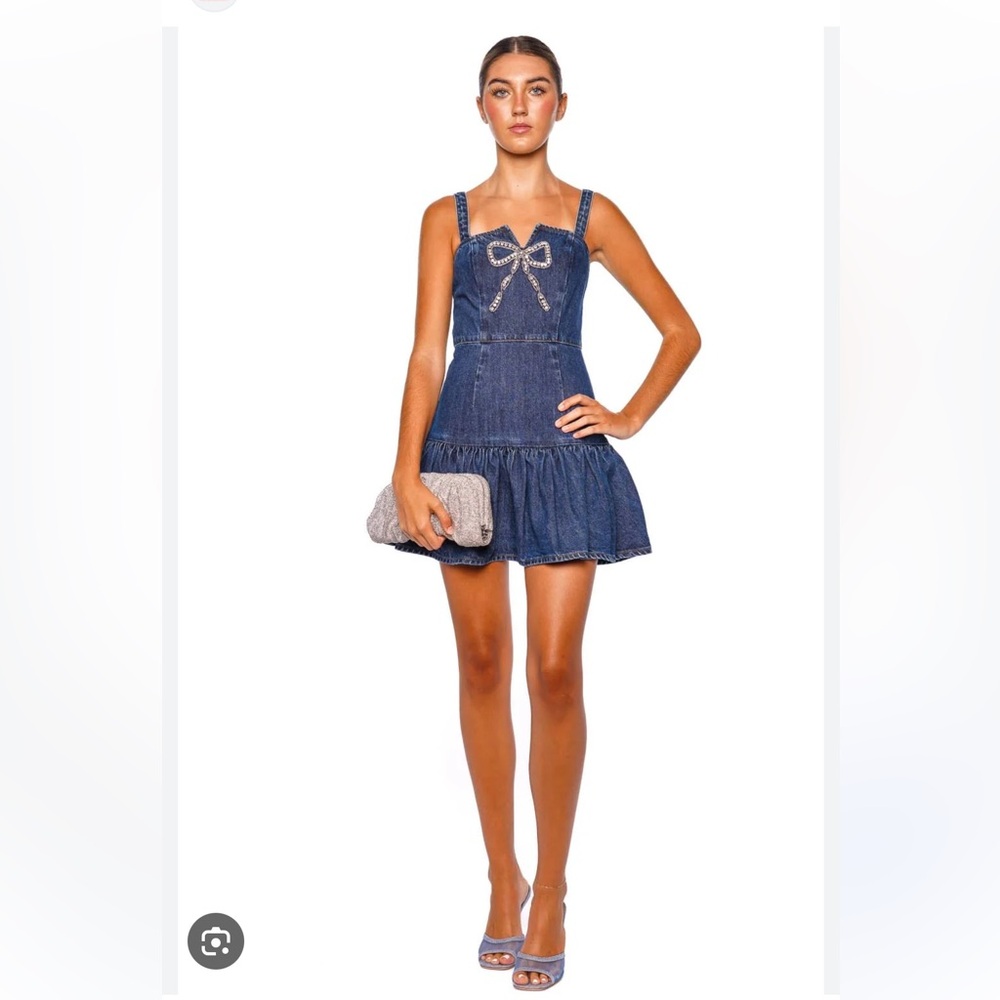 Self Portait Bow Detail Denim Dress